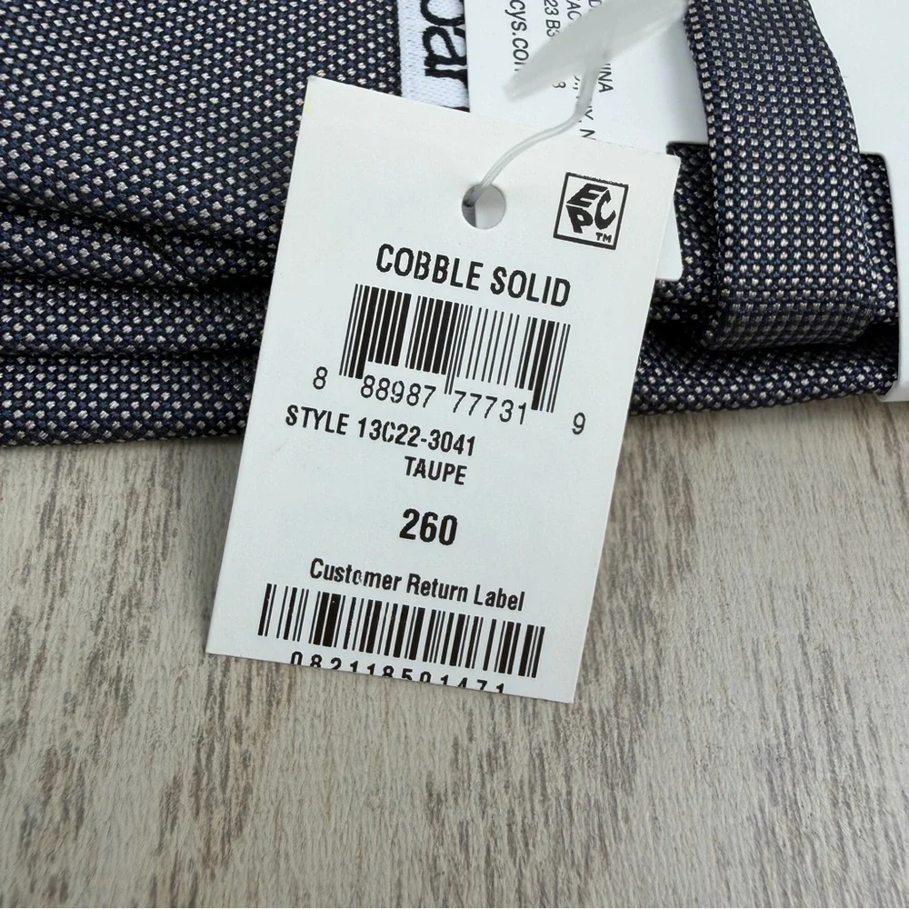 723 Bar III Men's Tie Cobble Solid 260 Taupe $55 Silk Poly Blend Skinny Slim